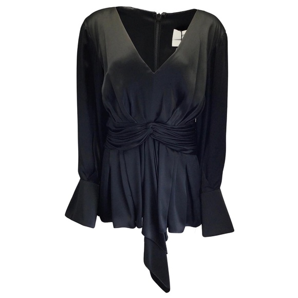 Prabal Gurung Black Jimile Twist Front Silk Blouse - Picture 3 of 5